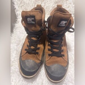 Sorel Tan and Black Lace-Up Boots